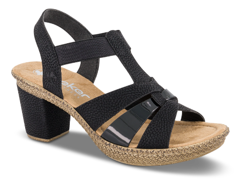 Rieker - Blød Sandal med hæl, 42-0681 - Sort