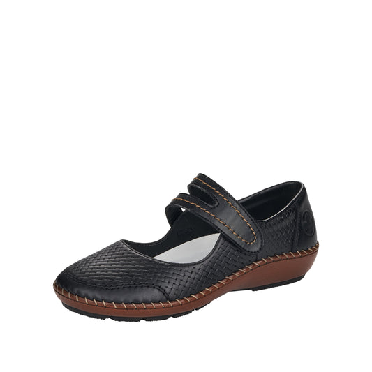 Rieker - Ballerina m/rem, 23-0572 - Sort