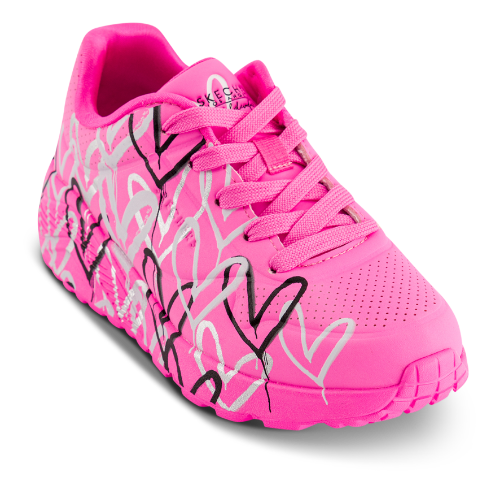 Skechers - Girls Uno Lite, 76-1197 - Pink m/hjerter