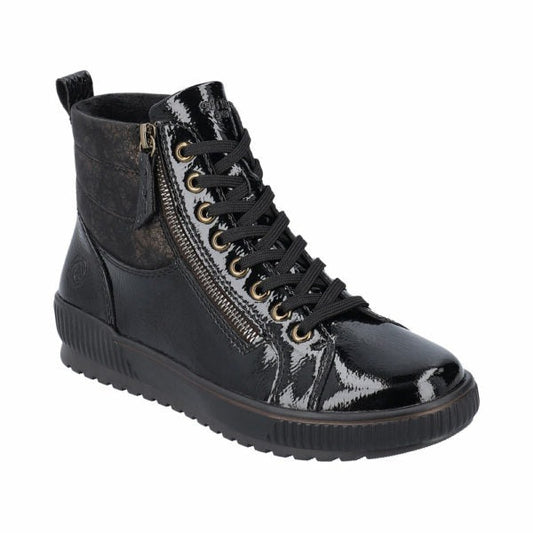 Remonte - Kort støvle i lak, 74-0147 - Sort