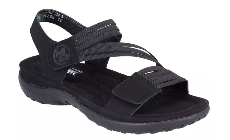 Rieker - Sandal med elastikremme, 42-0695 - Sort
