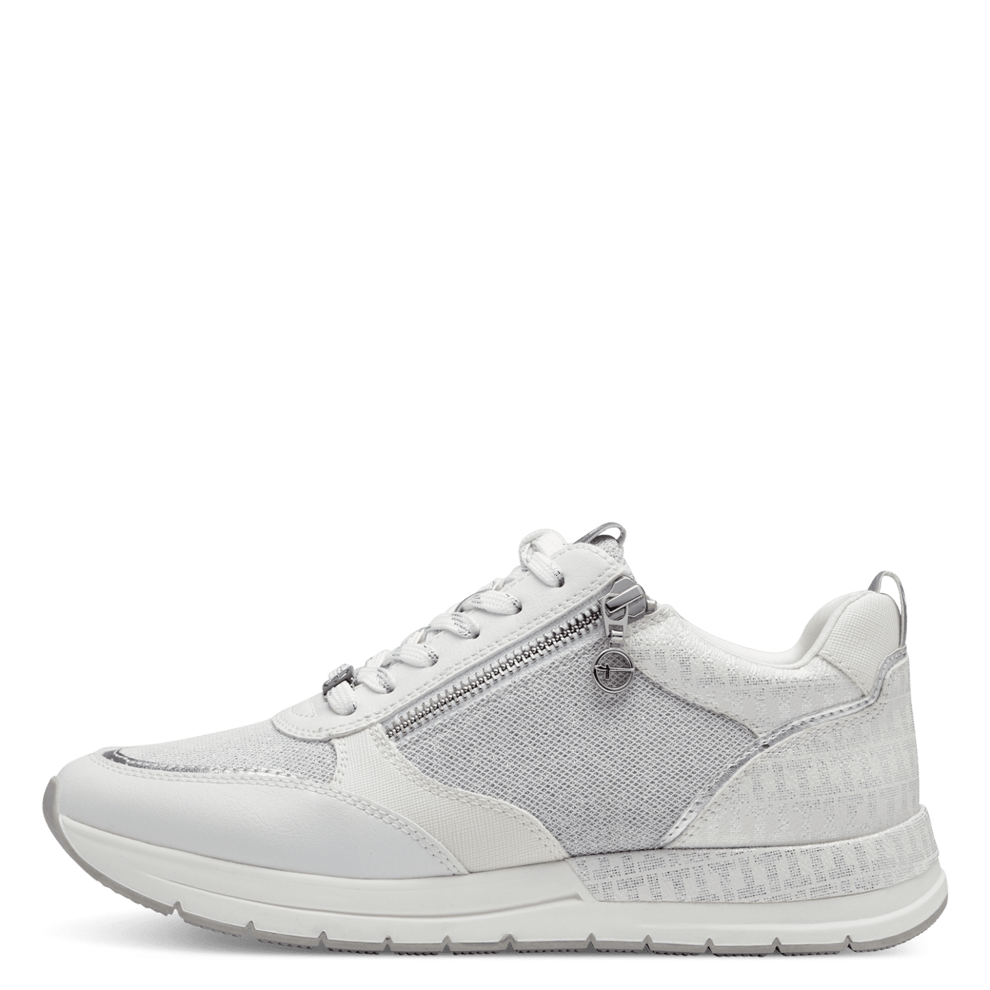 Tamaris - Sneaker m/lynlås, 76-1040 - Hvid/sølv