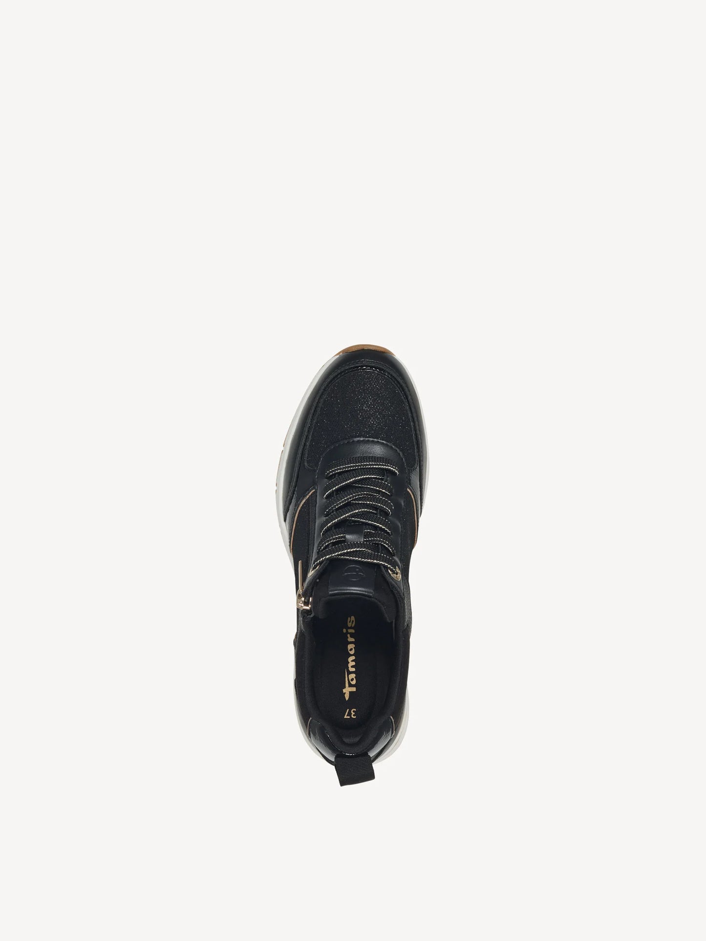 Tamaris - Sneaker m/lynlås, 76-1034 - Sort/guld