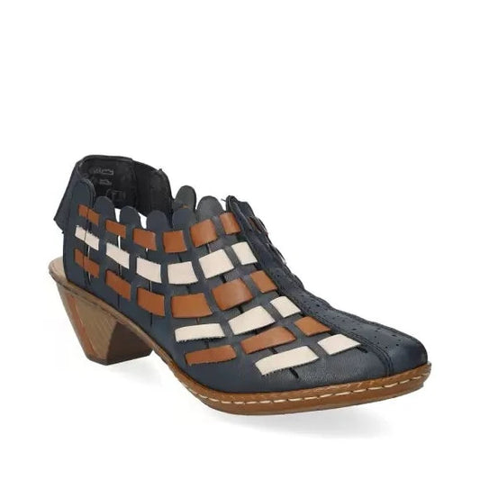 Rieker - Blød sommersko i flet, 23-0560 - Blå/brun