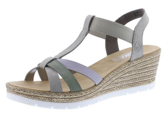 Rieker - sandal - 42-0617 - Grå/grøn