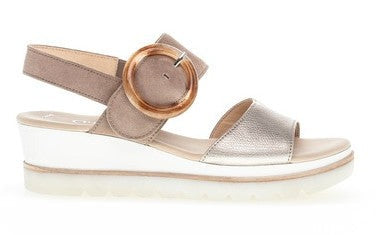 Gabor Best Sandal med kilehæl, 42-0579 - Metal / Beige – Schou Bertelsen Sko