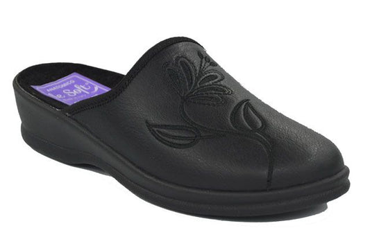 Le Soft - Hjemmesko med blomst, 64-0201 - Sort