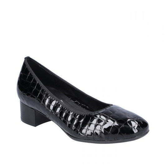 Rieker - Pump i lak, 23-0473 - Sort