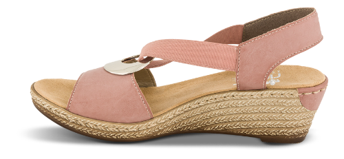 Rieker - Sandal med kilehæl, 42-0616 - Rosa