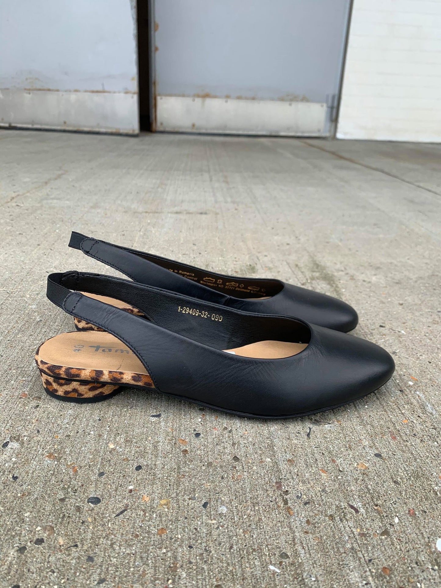 Tamaris, Damesko med Slingback - Sort/Leopard