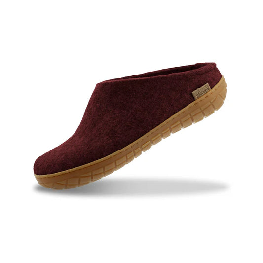 Glerups - Tøffel med gummisål - 64-0277 - Mørkerød/Beet