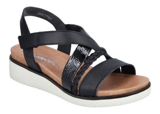 Rieker - Sandal m/fine detaljer, 42-0710 - Sort