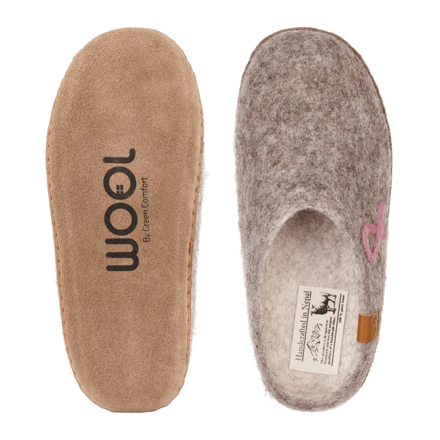 Green Comfort - Støt Brysterne Wool Slippers, 64-0275 - Grå
