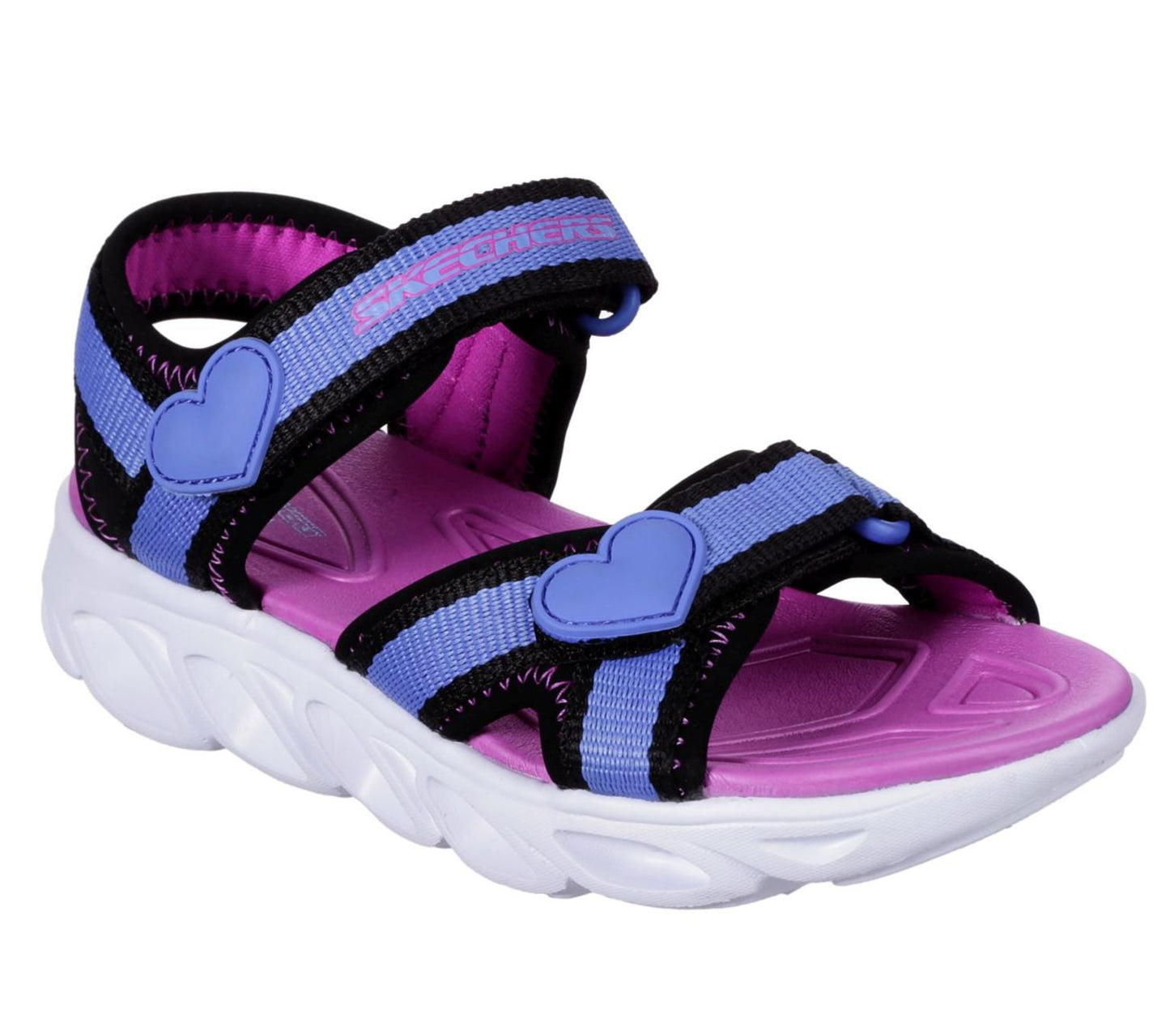 Skechers, sandal m/lys - Blå/pink
