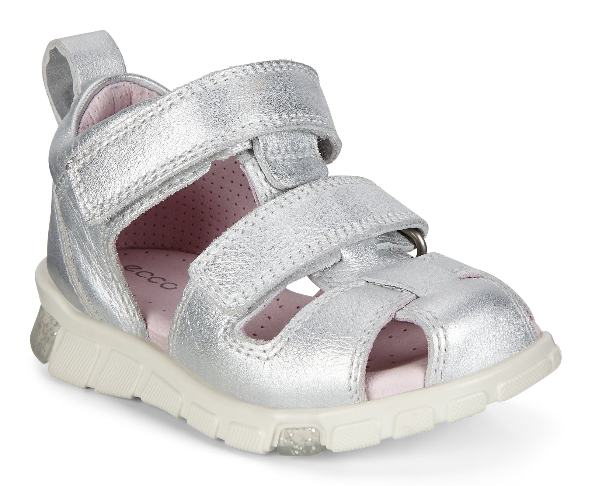 Ecco, Stride Sandal - Silver Metallic, Børne sandal med velcro, 761131 01097 - Butik i Aalborg og Nørresundby – Schou Bertelsen Sko