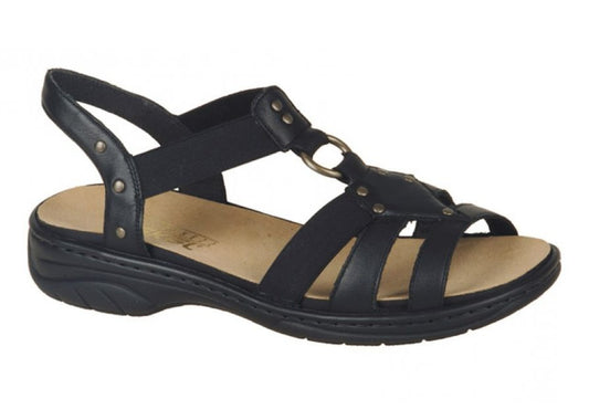 Rieker - Sandal med elastikremme, 42-0628 - Sort