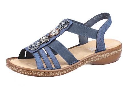 Rieker - Sandal med elastik, 42-0600 - Blå